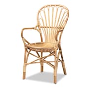BAXTON STUDIO Sheraton Modern and Contemporary Natural Finished Rattan Armchair 185-11871-Zoro